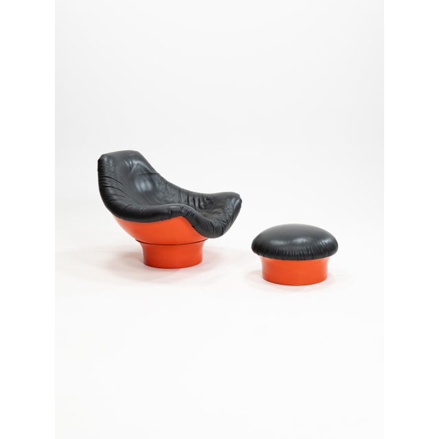 Set of Rodica Lounge Chair and Ottoman by Mario Brunu for Comfort, Italy, 1960s For Sale - Image 3 of 10