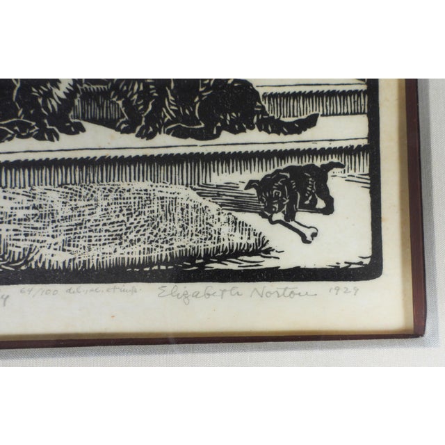 Art Deco Early 20th Century Elizabeth Norton Scottie Dogs Signed Woodcut For Sale - Image 3 of 5