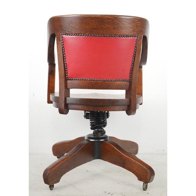 Early 20th Century Quarter Sawn Oak Swivel Office Chair For Sale - Image 10 of 11