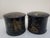 Set of 2 Japanese antique tea caddies made of papier-mâché, likely from the 19th century. Each tea box features intricate...