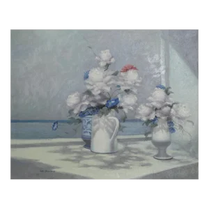 Vase of Flowers 8, Les Bullene Oil on Canvas, Signed Lower Left