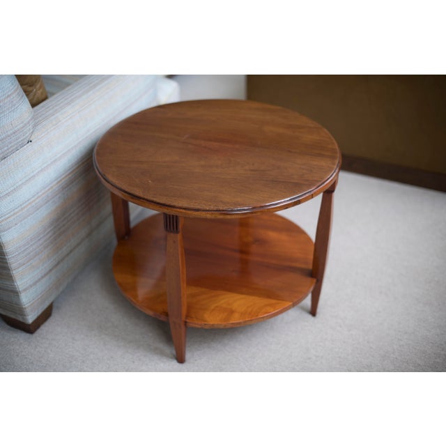 Art Deco 1930s Round Art Deco Mahogany 2-Tier Side Table For Sale - Image 3 of 7