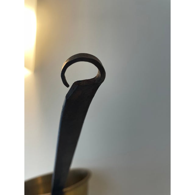 Farmhouse Antique Footed Brass Bowl Sauce Pan For Sale - Image 3 of 8