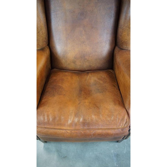 Large Wing Chair in Sheep Leather For Sale - Image 6 of 14