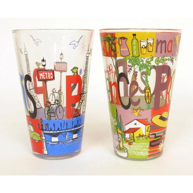 Contemporary Cerve Provence Paris France Decorated Drinking Glasses Made in Italy - Set of 2 For Sale - Image 3 of 8