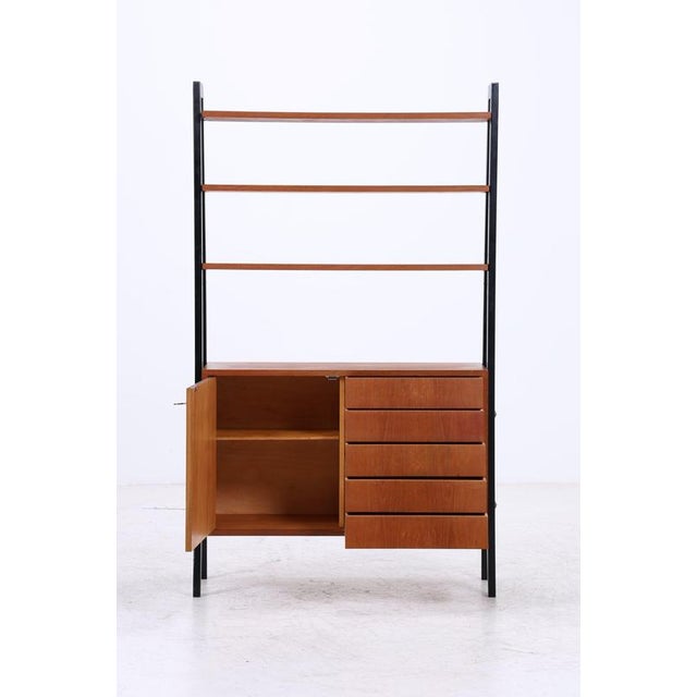 Mid-Century Vintage Teak Bookshelf with 5 Drawers and Door For Sale - Image 3 of 17