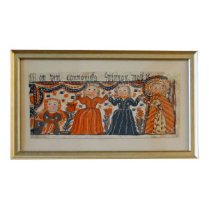 Early 19th-Century Swedish Figural Bonad Folk Art Painting Hand Painted