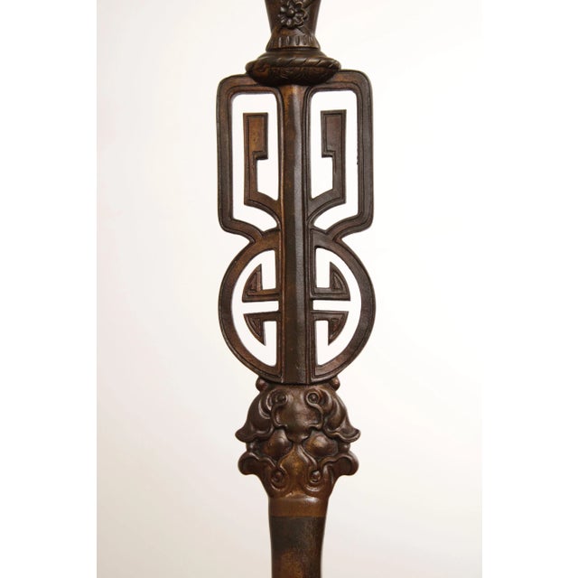 Antique Japanese Cast Bronze Floor Lamp For Sale - Image 9 of 13