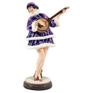 Banjo Play Zerline Balten as a Banjo Player from Goldscheider, Vienna, 1930s