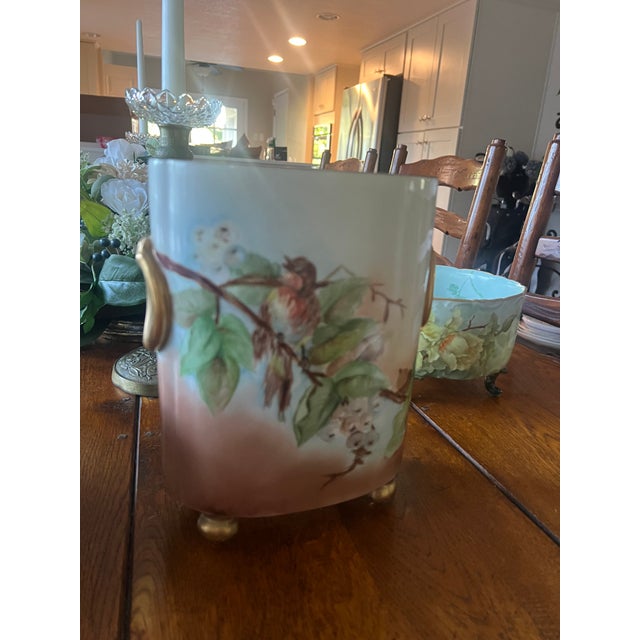 2020s French Antique Limoges Porcelain Vase With Faux Silk Everlasting Arrangement For Sale - Image 5 of 6