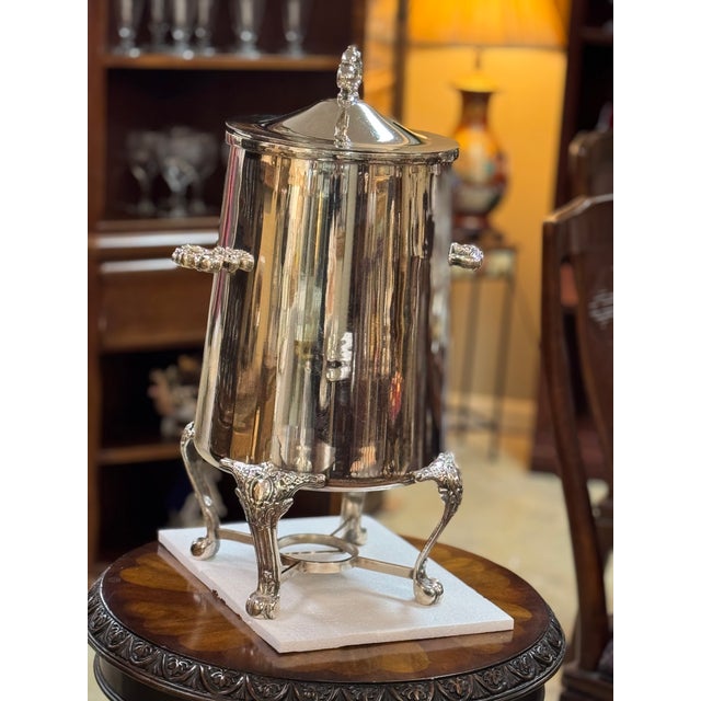 Metal Vintage Silverplated Catering Coffee Urn With Lion Feet, Made in France For Sale - Image 7 of 14