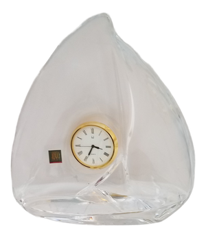 Vintage Hoya Crystal Art Glass Sailboat Quartz Clock