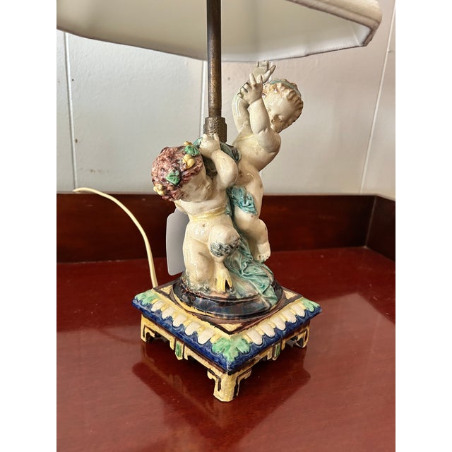 Vintage Porcelain Cherub Table Lamp For Sale In Washington DC - Image 6 of 14
