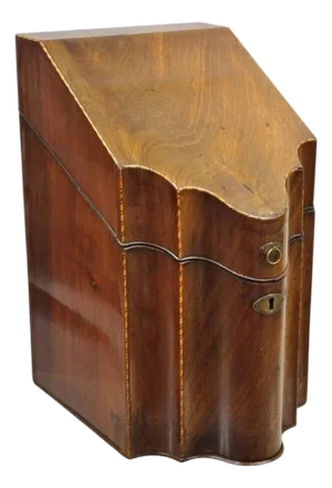 Antique George III Georgian Mahogany & Satinwood Inlay Buffet Knife Box