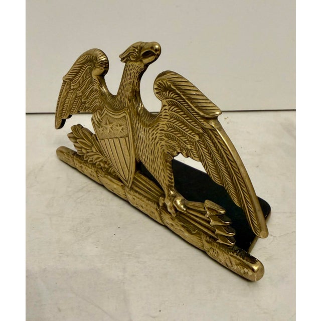 Virginia Metalcrafters Pair of Virginia Metalcrafters Brass Eagle Bookends For Sale - Image 4 of 11