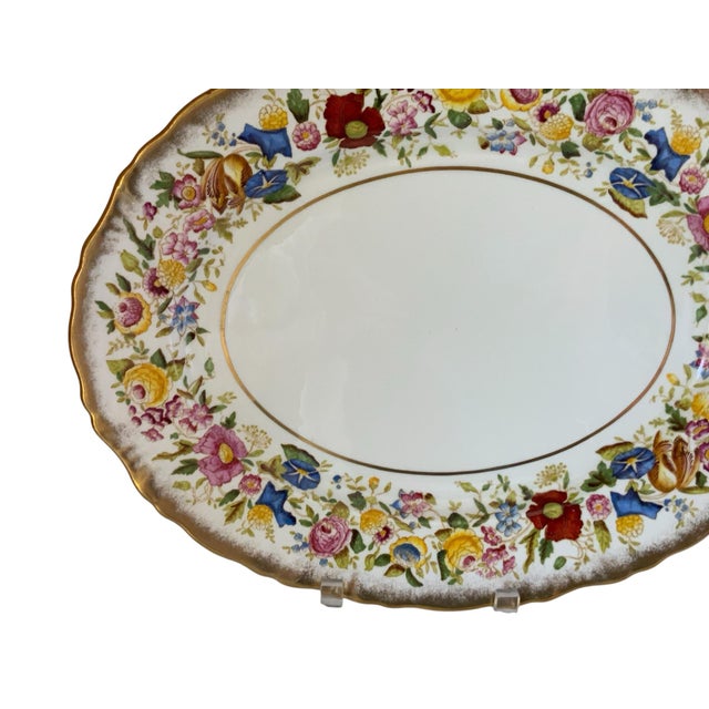 Hammersley Vintage Hammersley "Queen Anne" Bone China 16" Oval Serving Platter Made in England 1940s-1950s For Sale - Image 4 of 8
