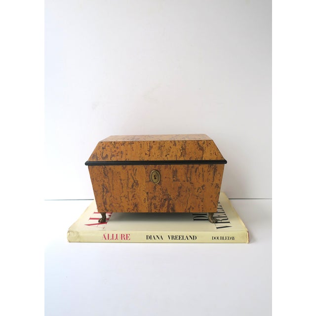 Neoclassical Empire Revival Style Box, Tiger Burl-Esque Lion Heads, Late 20th C For Sale In New York - Image 6 of 15