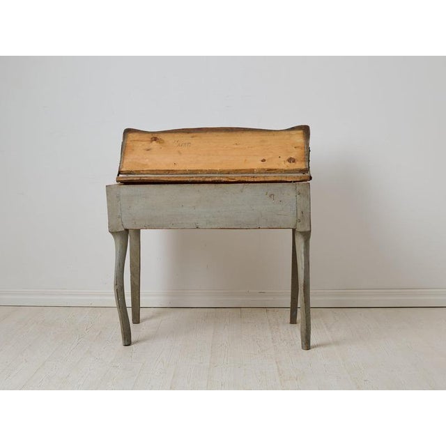 Antique Rococo Style Folk Art Console Table with Storage in Pine, Sweden For Sale - Image 4 of 12