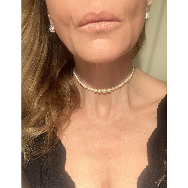 Art Deco Pearl Choker Necklace 14kt Gold Clasp, Circa Mid-20th Century For Sale - Image 3 of 9