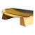 Vintage Italian Glass-Wood CoffeeTable | Postmodern 1970s Style | Sculptural Tempered Glass For Sale