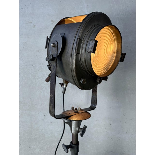 Vintage Industrial Theater Spot on Tripod from Cremer Paris For Sale - Image 3 of 14