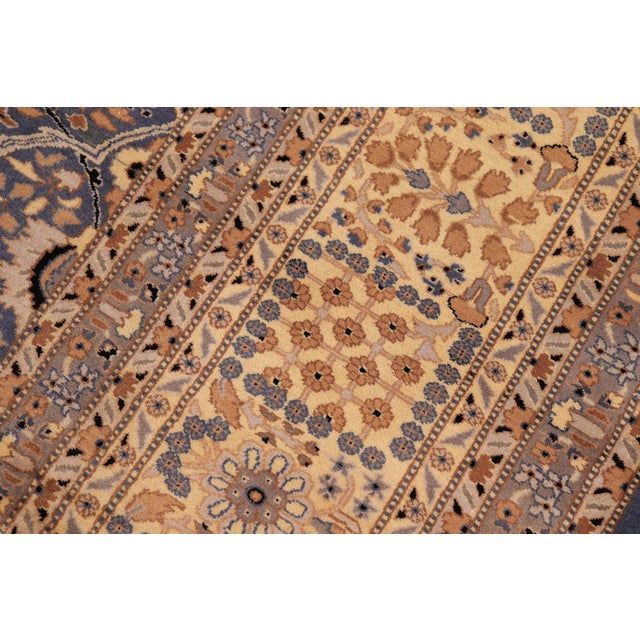 Shabby Chic 1990's Pak-Persian Blue/Gold Wool Rug - 10'0'' X 14'2'' For Sale In New York - Image 6 of 9