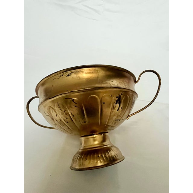 Late 20th Century Vintage Gilt Finish Trophy Urns – Pair With Aged Patina For Sale - Image 5 of 10