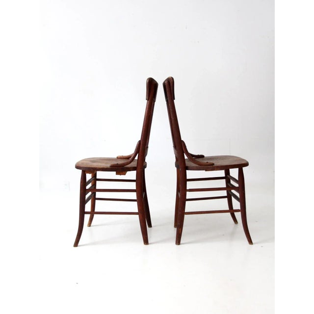 Brown Antique Dining Chairs Pair For Sale - Image 8 of 10