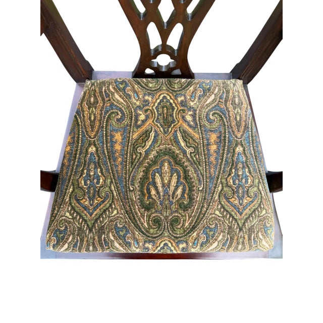 Late 20th Century Chippendale Style Side Chairs With Ralph Lauren Upholstery - A Pair For Sale - Image 9 of 10