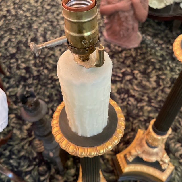 Early 20th Century French Empire Bronze Lamps - a Pair For Sale - Image 10 of 11