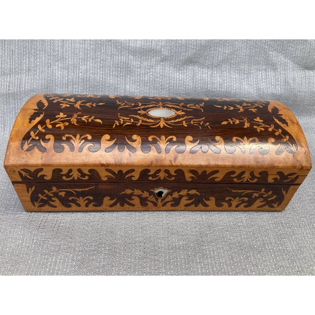 Early 20th Century Marquetry Writing Glove Box For Sale - Image 9 of 17