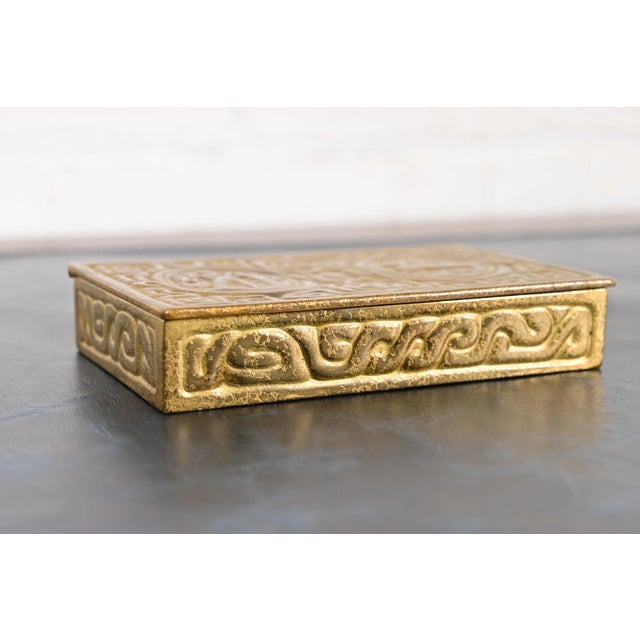 Tiffany Studios Tiffany Studios New York Zodiac Pattern Bronze Doré Box For Sale - Image 4 of 14