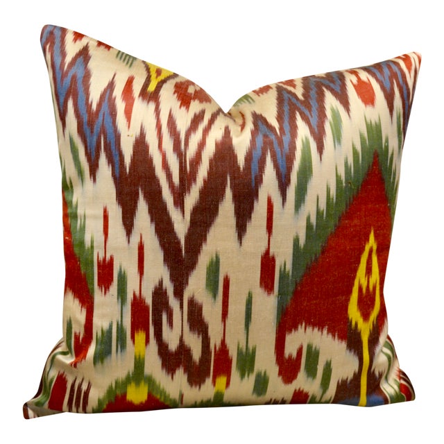 MultiColored Silk Ikat Throw Pillow Chairish