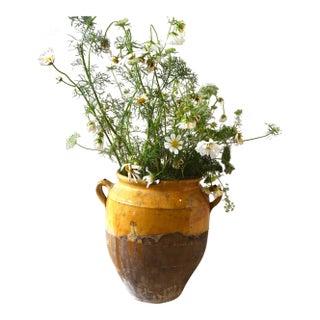 Antique French Ochre-Glazed Earthenware Confit Jar - Medium 1 For Sale