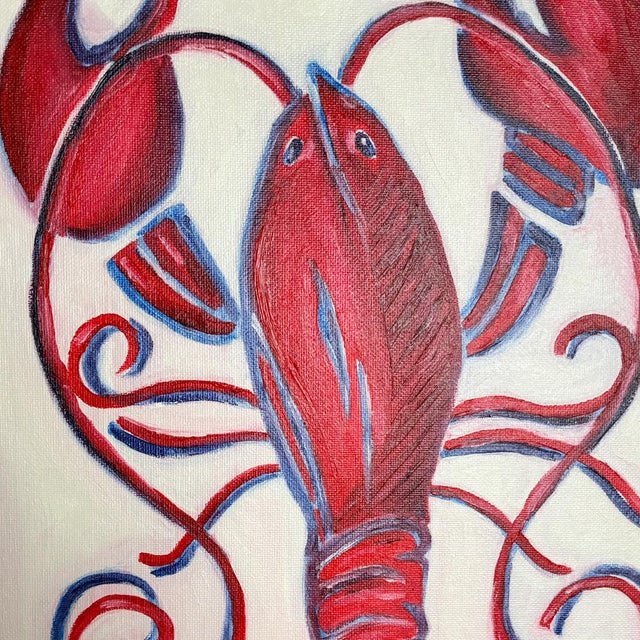 2020s Original Lobster Painting in Ornate Gold Studded Frame, Oil on Canvas, 13" X 16" by Tatiana Duperault For Sale - Image 5 of 5
