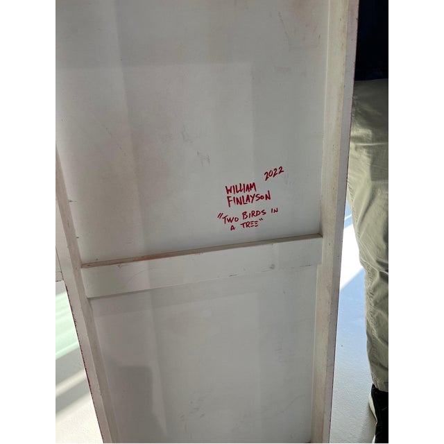 Wood Assemblage painted in Acrylic Paint and clear coat wood cleat on back for hanging Born in Tallahasee Fl, William...