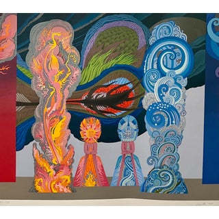 Wolfgang Hutter, Austrian Psychedelic Abstract Fire Tower Water Tower Silkscreen Wolfgang Hutter, 1974 For Sale