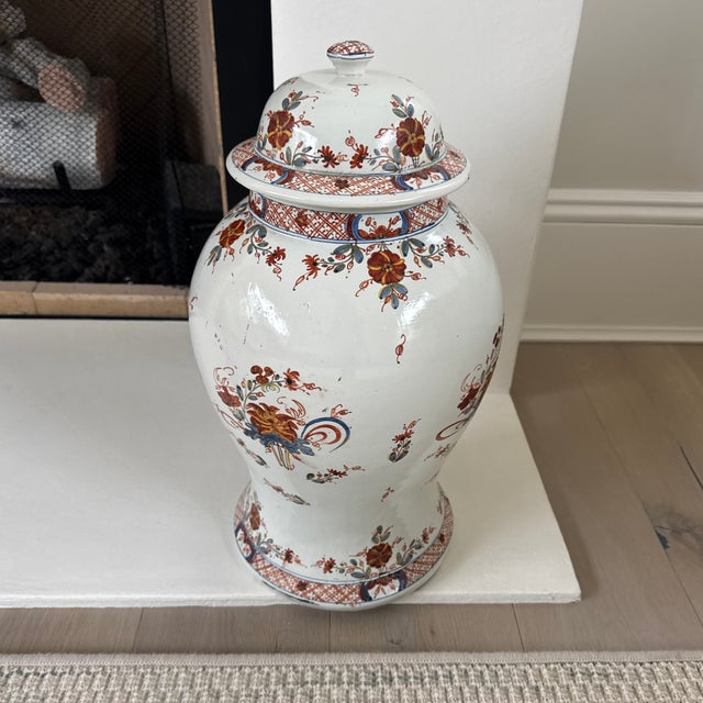 Italian Early 20th Century Monumental Italian Hand Painted Majolica Ginger Jar For Sale - Image 3 of 10