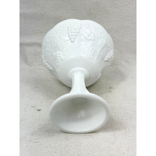 White Vintage Grape Vine Design Scalloped Compote For Sale - Image 8 of 8