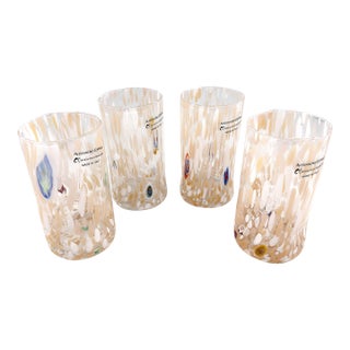Hand Blown Alessandro Coppola Murano Art Glass Tumblers Handcrafted in Italy - Set of 4 For Sale