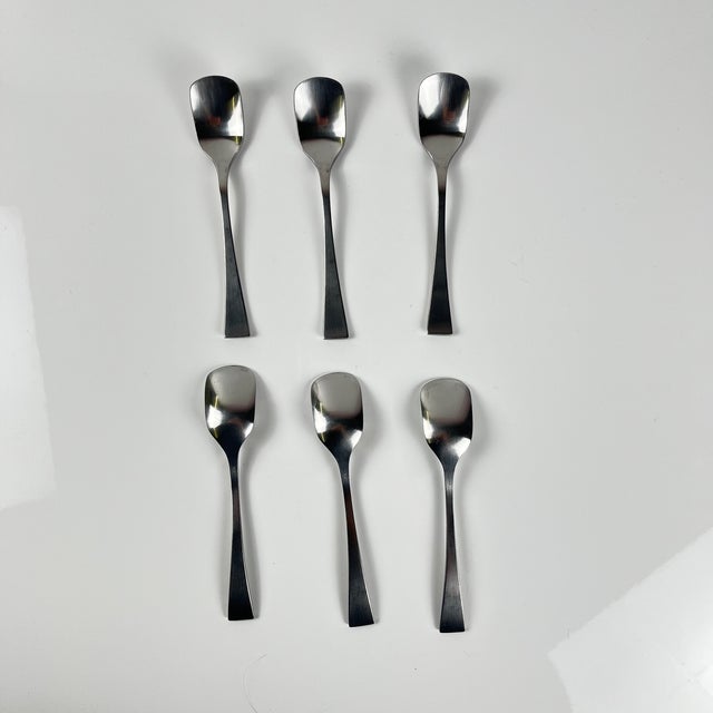 1980s Stainless Steel Ice Cream Cups with Spoons by Guy Degrenne, 1970s, Set of 12 For Sale - Image 5 of 9