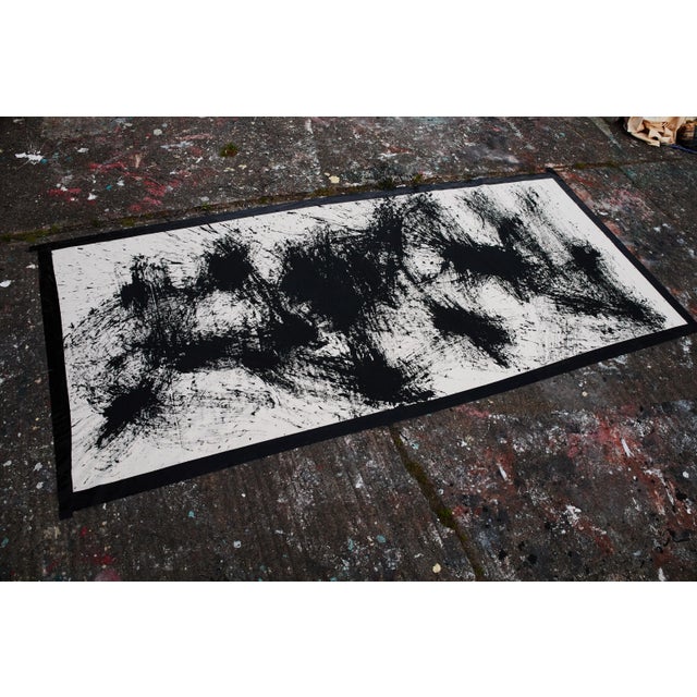 Contemporary "Movement in Black and White 4" Contemporary Original Abstract Painting by Simon Findlay For Sale - Image 3 of 15