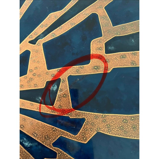 Blue Enamel & Copper Coffee Table, 1960s For Sale - Image 8 of 12