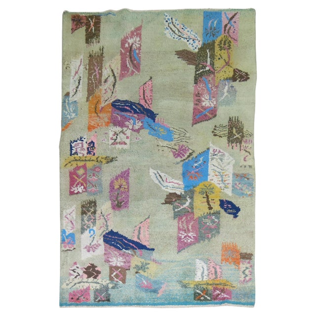 Retro Vintage Turkish Deco Rug For Sale - Image 15 of 18