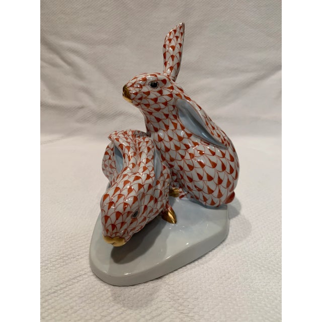 Vintage Painted Porcelain Rabbit Figurine. Made in the Late 20th Century