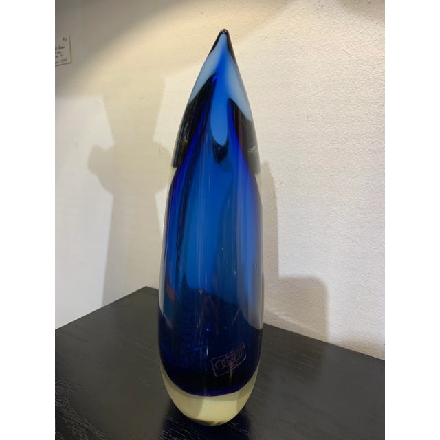 Oggetti 1980s Oggetti Blue/Citrine Murano Glass Vase For Sale - Image 4 of 13