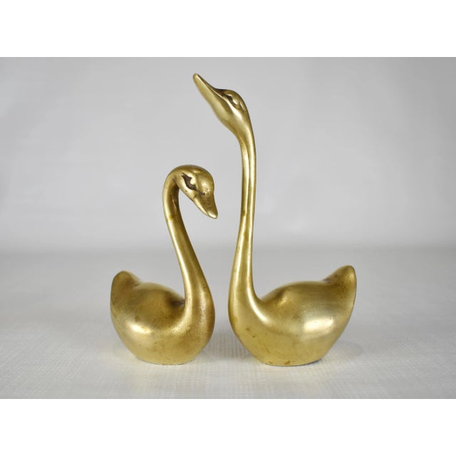 Mid 20th Century Mid Century Solid Brass Swan Water Bird Figurines- Set of 4 For Sale - Image 5 of 8
