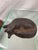 Unusual black painted iron doorstop of a resting fox. Some areas of paint wear and rusting in recessed areas. 7” long 1...