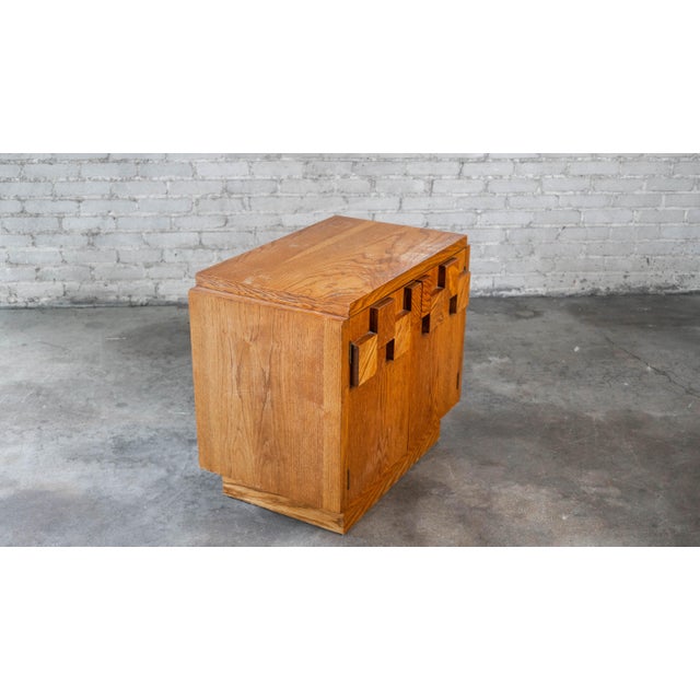 Brown 1970s Lane Furniture "Staccato" Oak Brutalist Nightstand Cabinet For Sale - Image 8 of 12