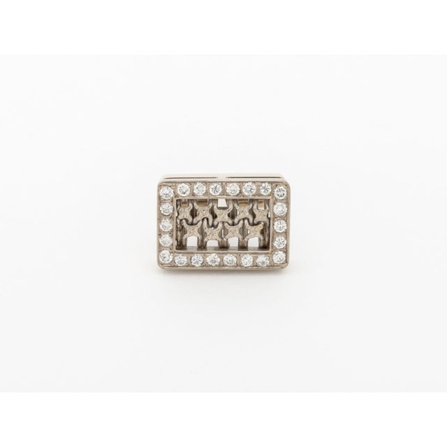 Silver 18k White Gold and Diamond Cufflinks For Sale - Image 8 of 10